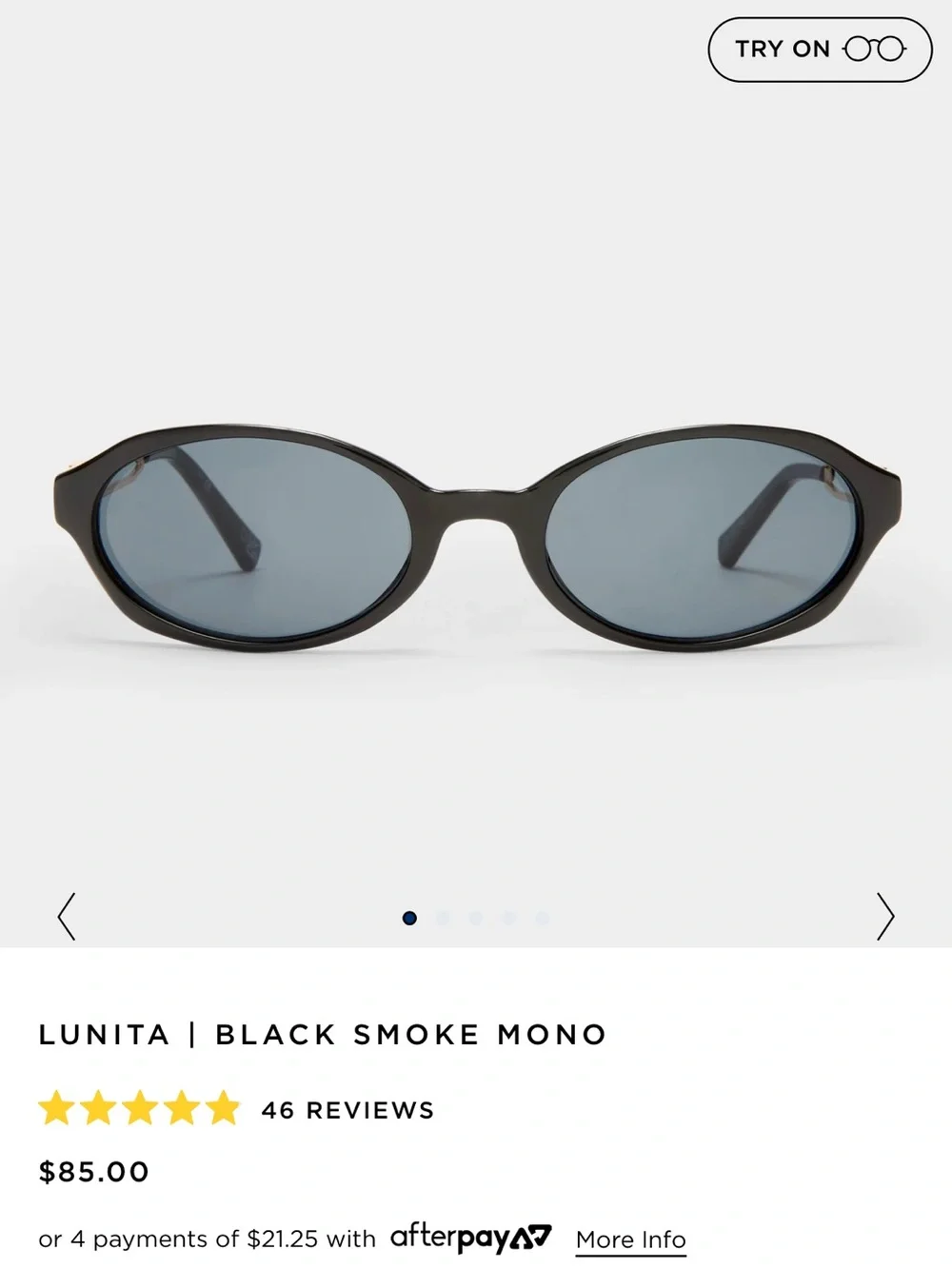 Le Specs Lunita Black Oval Sunglasses
